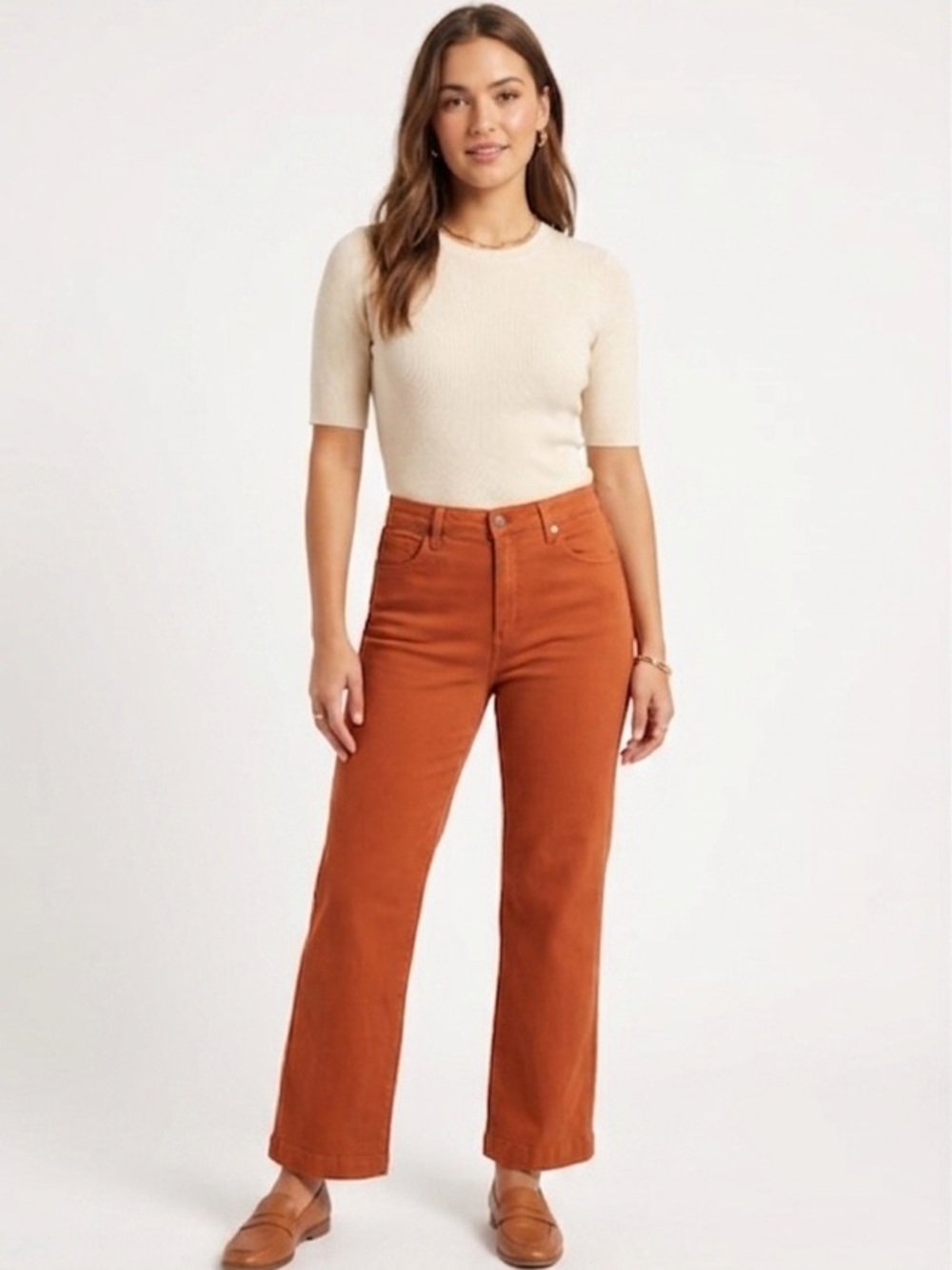 Judy Blue Texas Longhorn Orange Wide Leg High Rise Jeans 15/32 JB88498C Like New